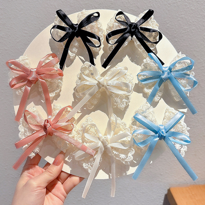 Lace Ribbon Trim - 2Pcs Elegant Lace Bow Hairpins Women