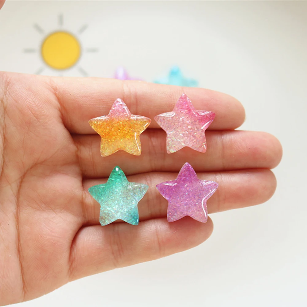 Christmas Craft Embellishment - 10PCS Gradient Star Series Resin Flat