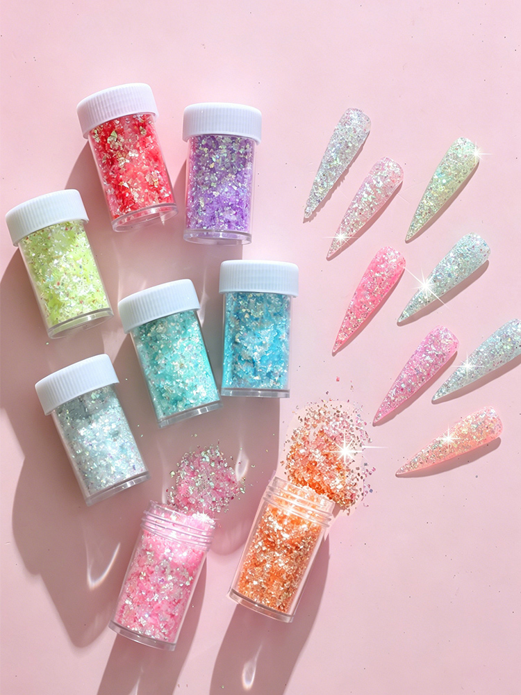 Glitter Vinyl Roll - 8 Colors Holographic Nail Flakes Stickers