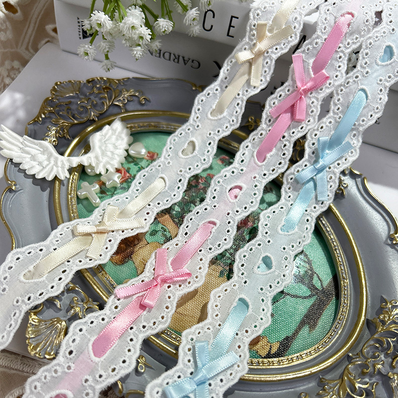Lace Ribbon Trim - 1yard Bow Pleated Lace Lolita DIY