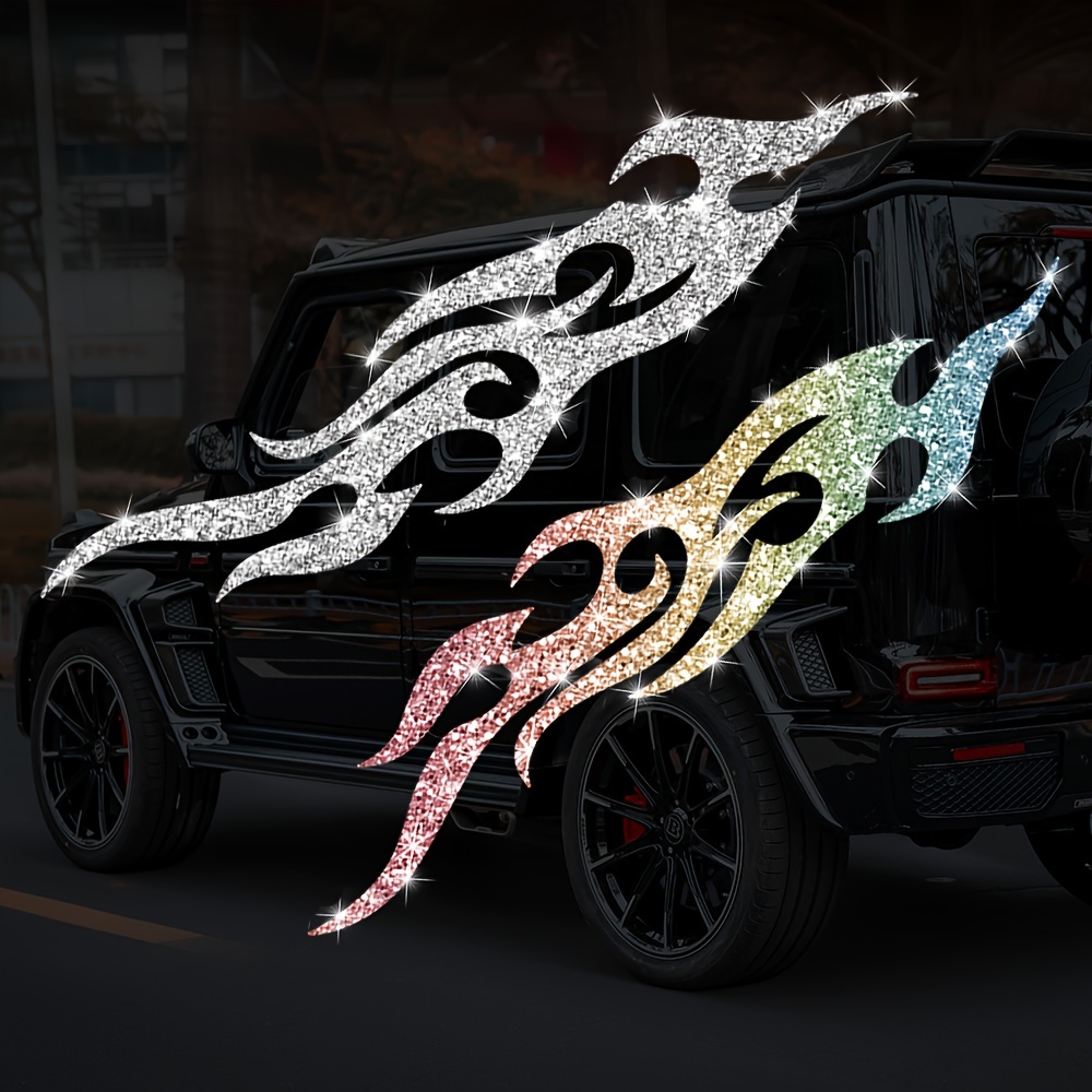 Glitter Vinyl Roll - 1Pair Imitation Diamond Glitter Flame Motorcycle