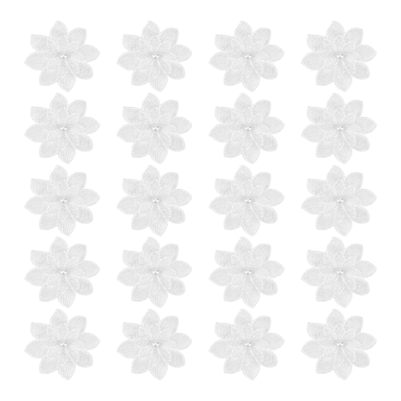 Applique Patch Flower - 20 Gói Trang Trí Hoa Trắng