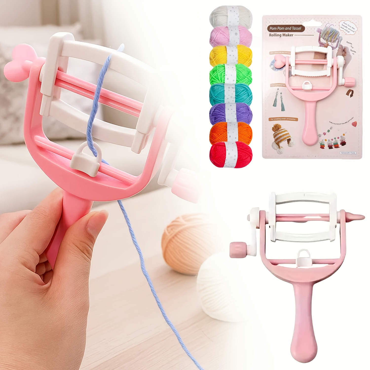 Pom Pom Maker Tool - Hand-cranked Winding Coil Fur Ball Knitter