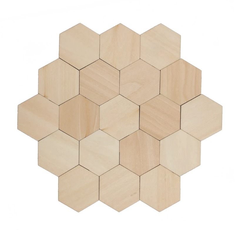 Christmas Craft Embellishment - 10-120mm Wooden Hexagon Blank Slices Unfinished