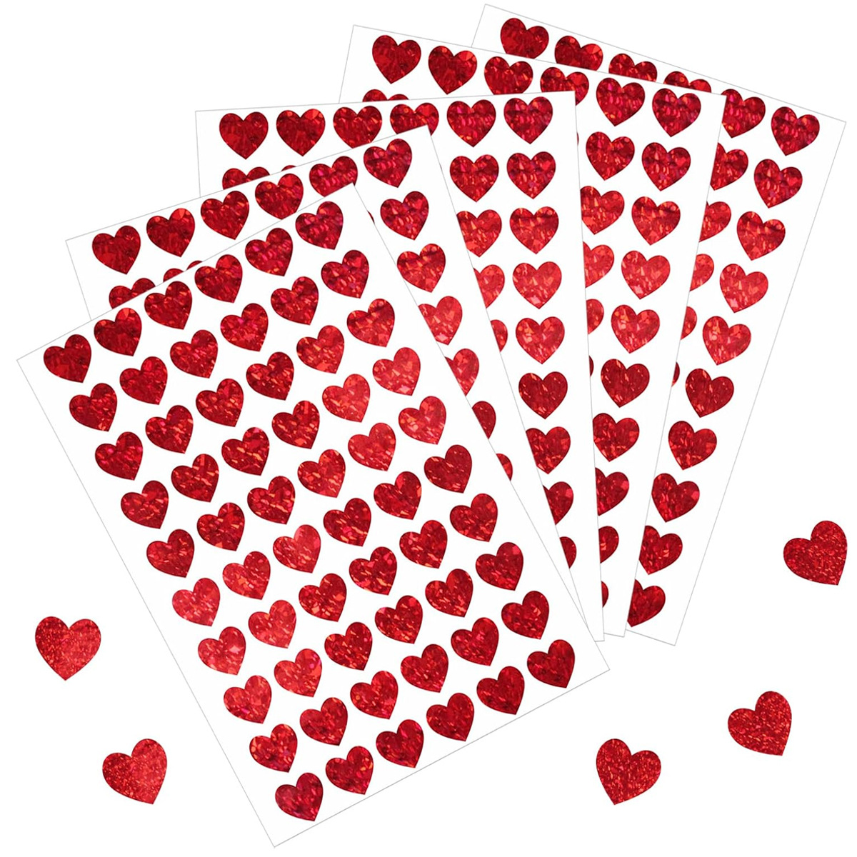Glitter Vinyl Roll - 600 Pcs Red Heart Stickers, Small