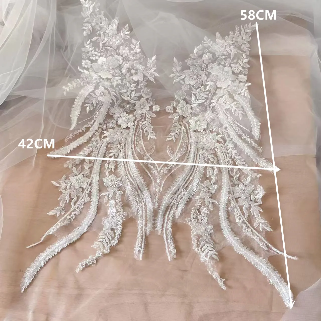 Applique Patch Flower - New Beaded Sequins Lace Mirror Flower