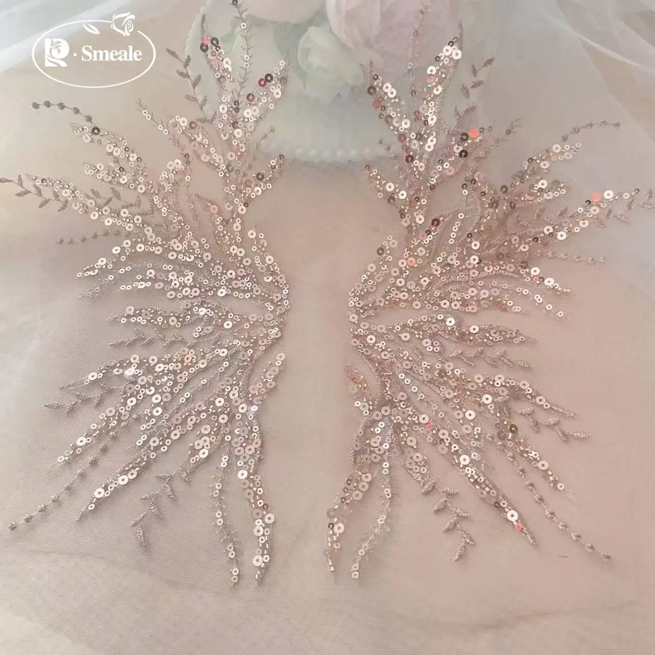 5Pair-2Pair.Rose Gold Sequin T - đánh giá và giá Applique Patch Flower