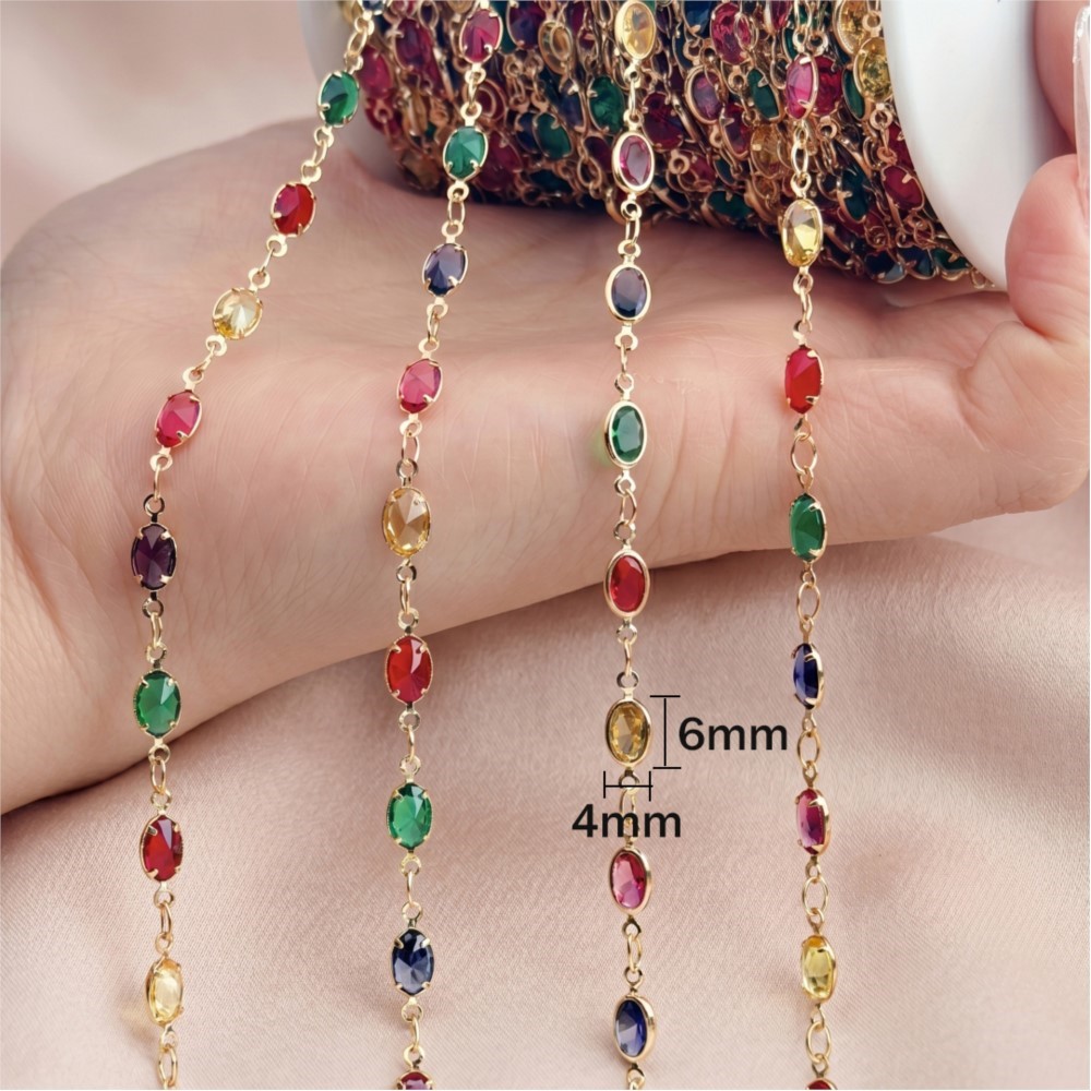 1meter Mix Colored Rectangular - đánh giá và giá Pearl Trim Chain