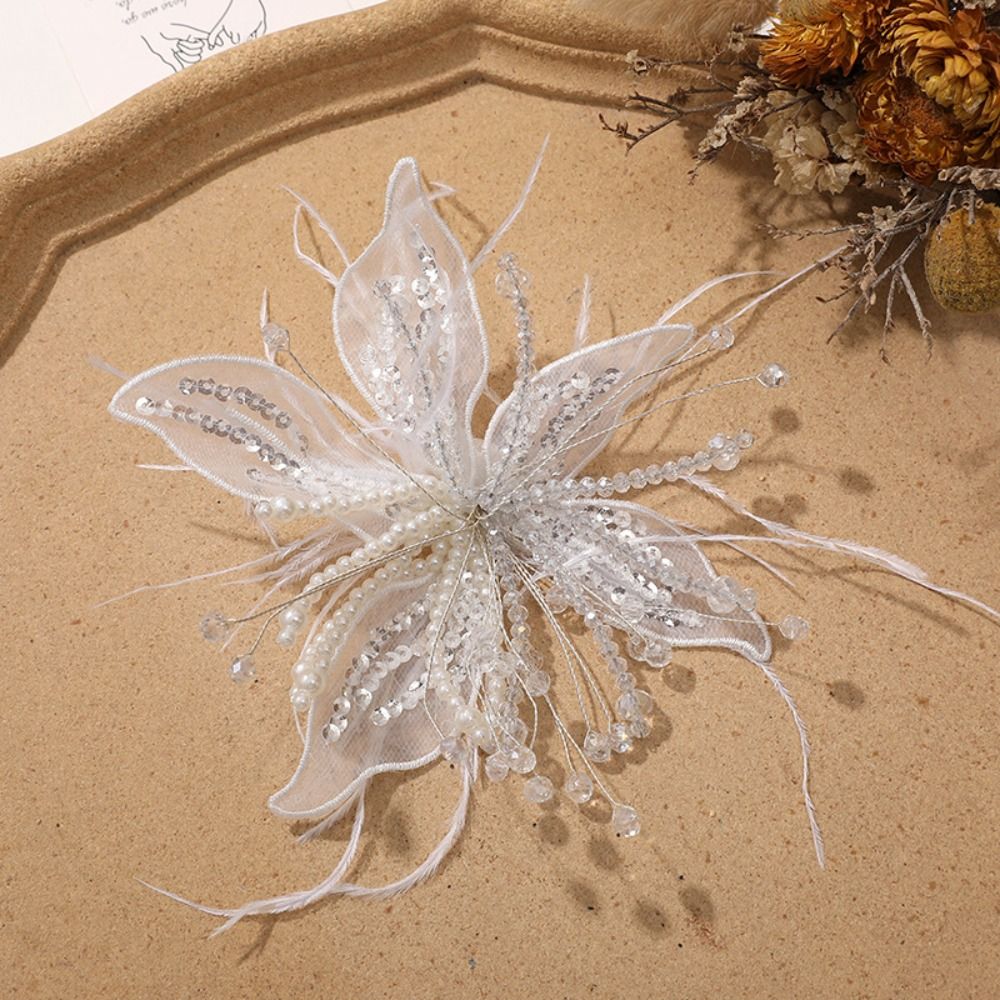 1PC Feather Pearl 3D Organza F - đánh giá và giá Applique Patch Flower