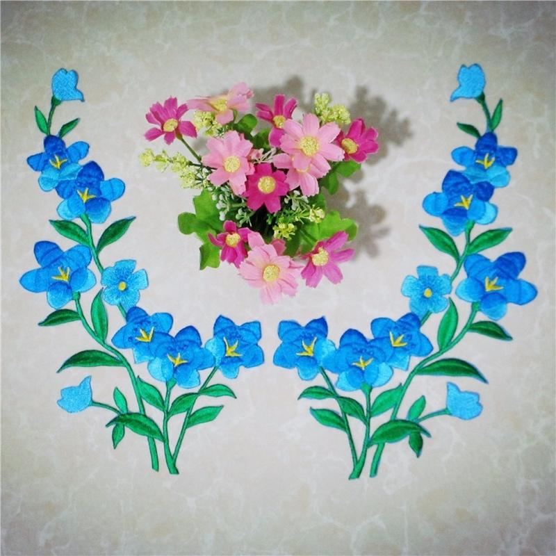 1/2pcs Nice Blue Flower Patch  - đánh giá và giá Applique Patch Flower