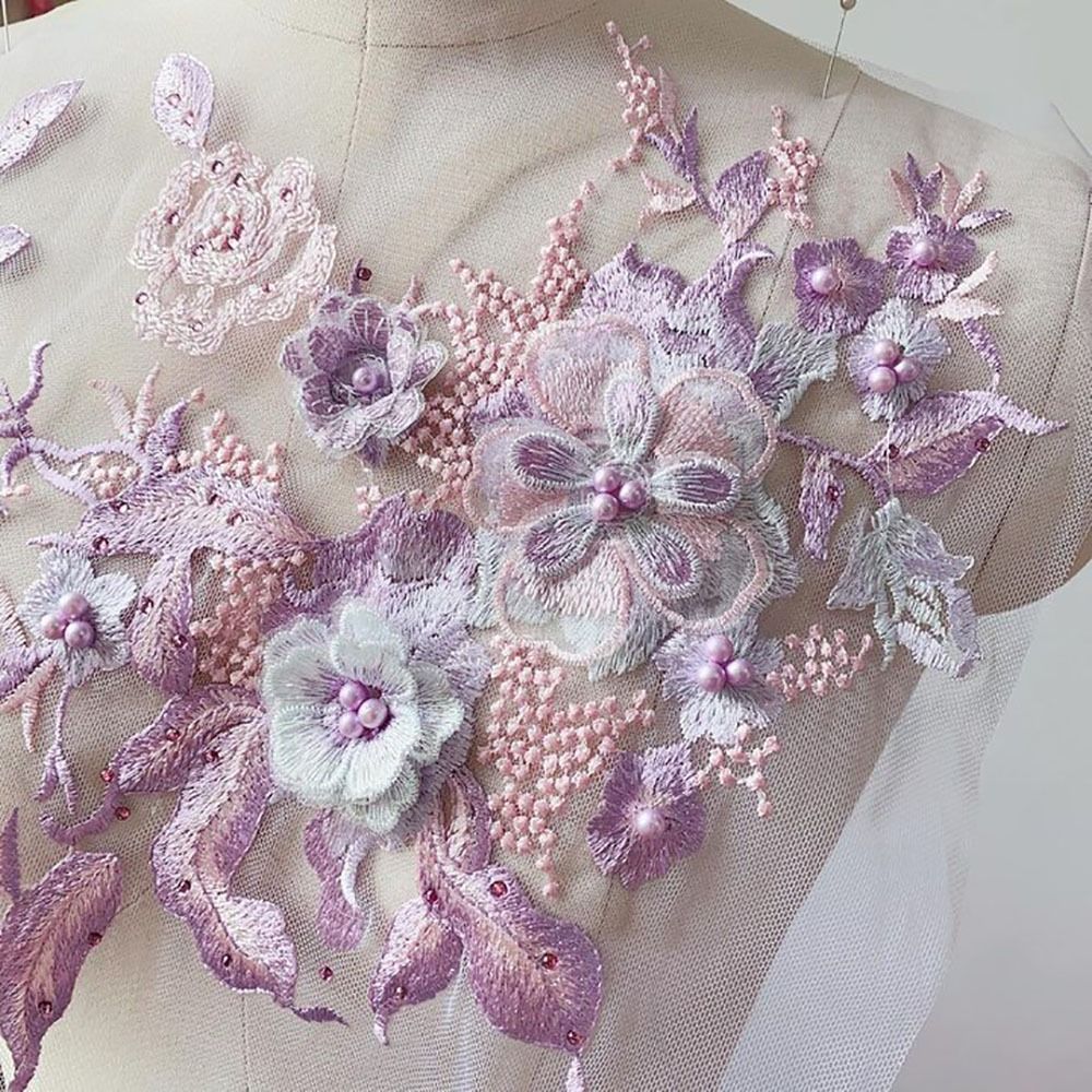 3D Flowers Beaded Lace Fabrics - đánh giá và giá Applique Patch Flower
