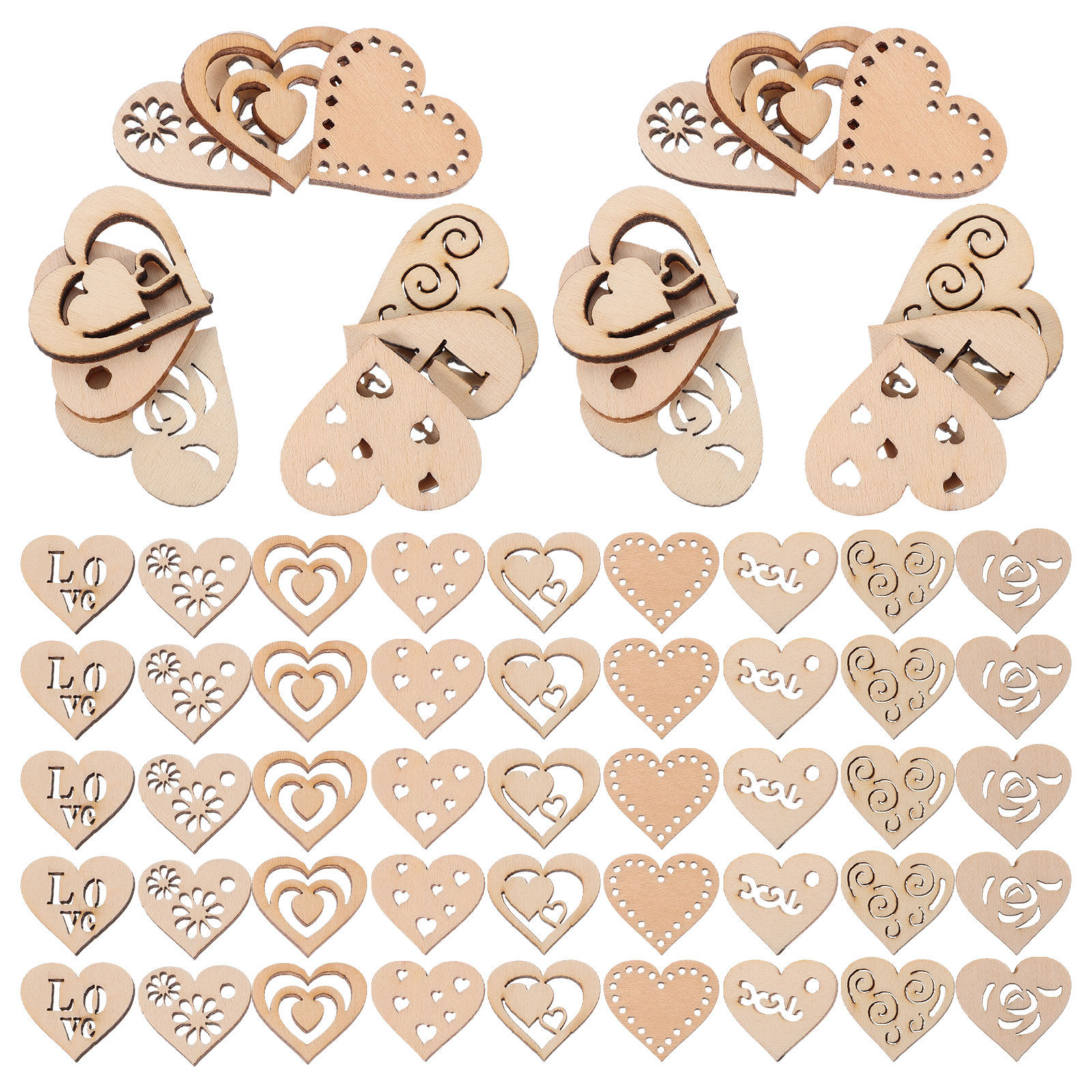 1Set Wooden Heart Slices Hangi - đánh giá và giá Christmas Craft Embellishment