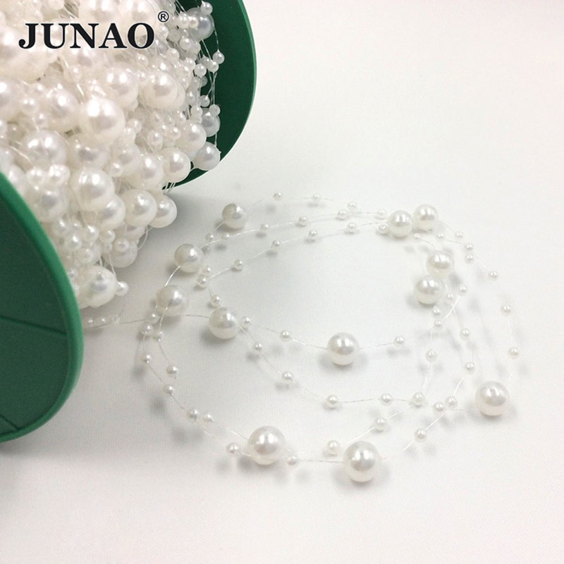 JUNAO 20 Meter 3+8mm White Rou - đánh giá và giá Pearl Trim Chain