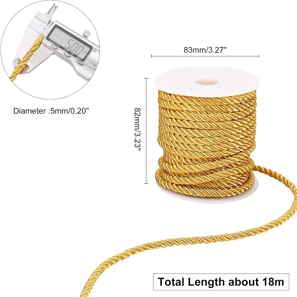 59 Feet Gold Cord 5mm Twisted  - đánh giá và giá Cord Trim Twisted