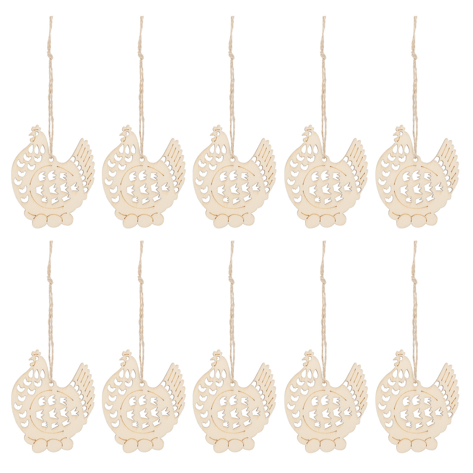 10Pcs Wooden Hens Hanging Orna - đánh giá và giá Christmas Craft Embellishment