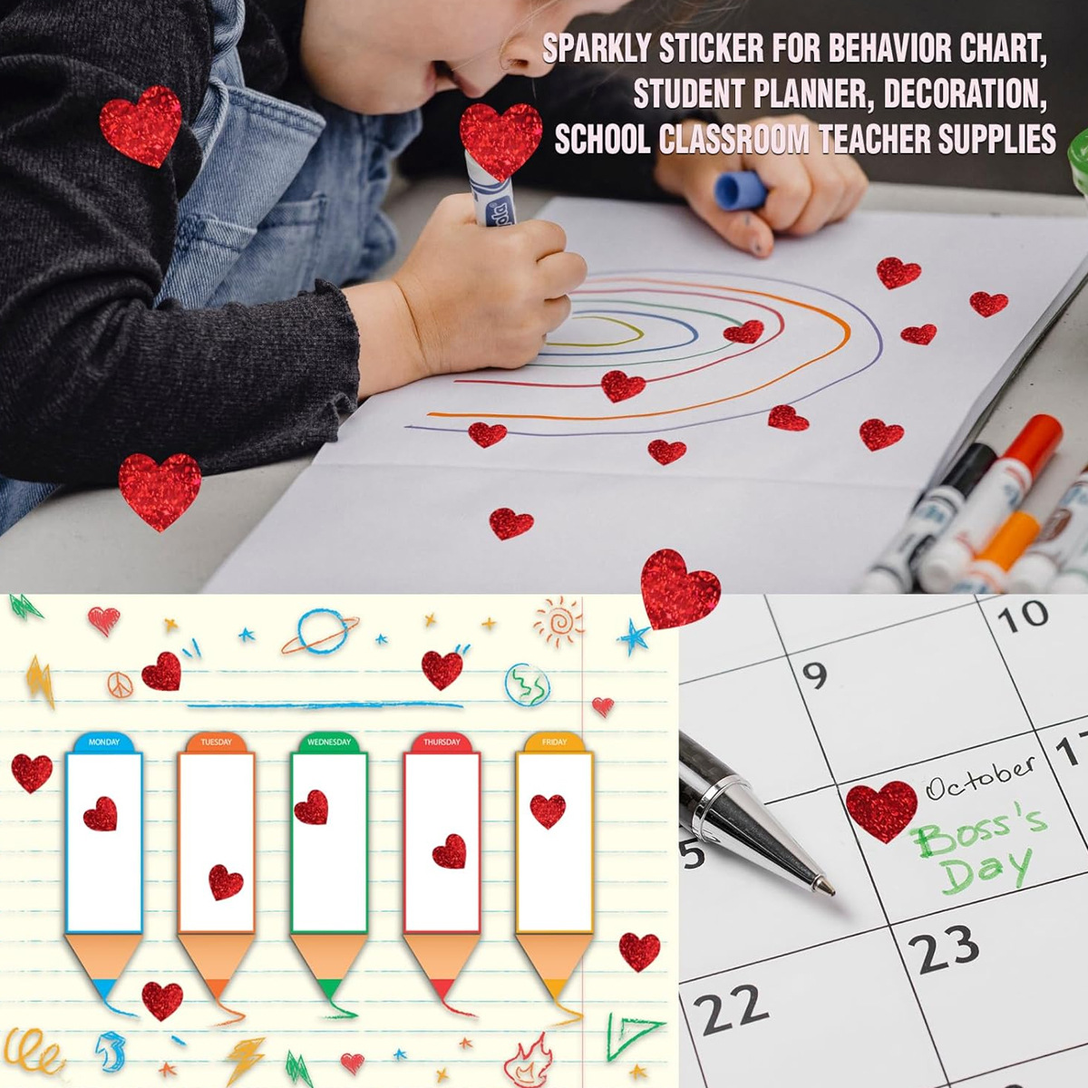 600 Pcs Red Heart Stickers, Sm - đánh giá và giá Glitter Vinyl Roll
