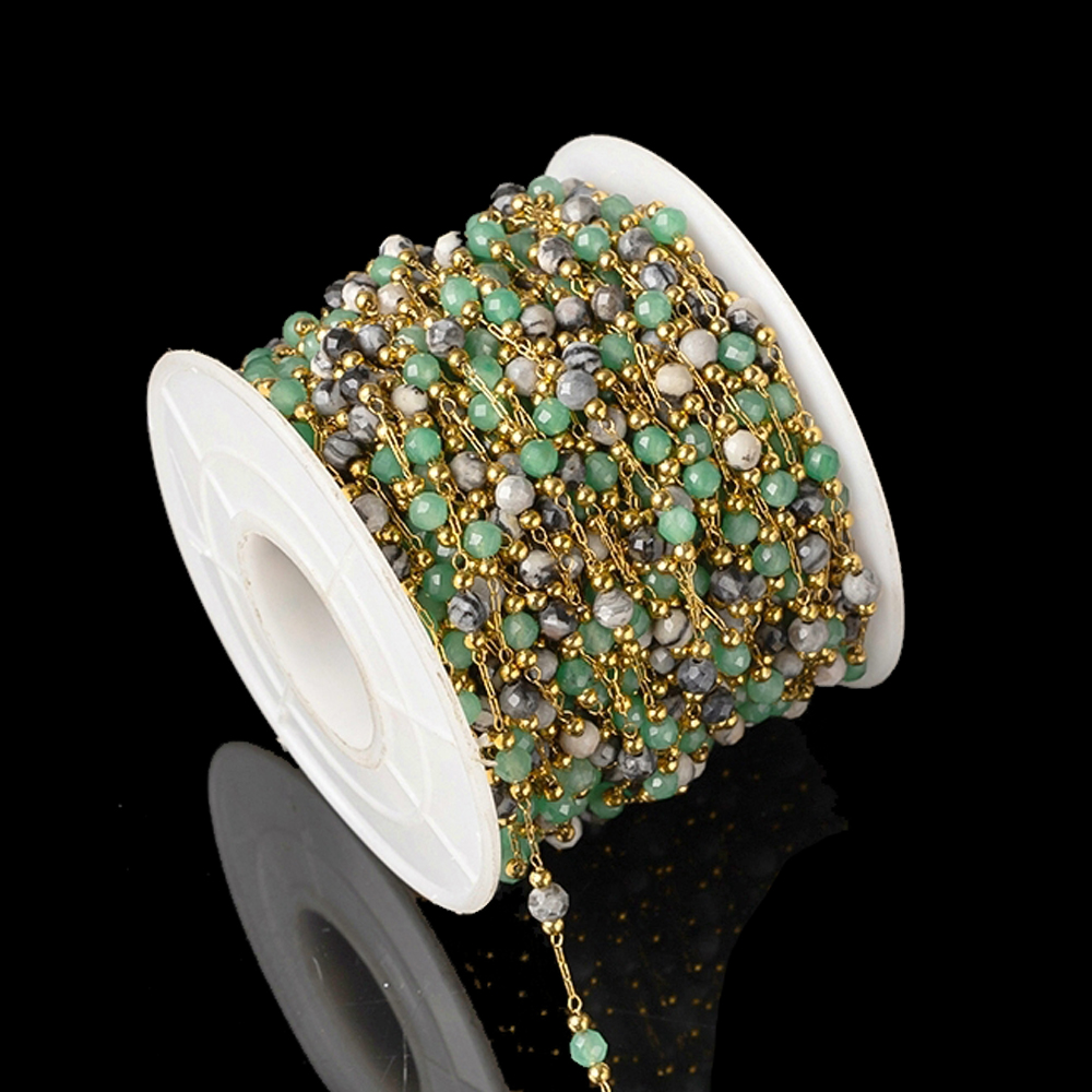 1Meter Elegant Mix Round Stone - đánh giá và giá Pearl Trim Chain